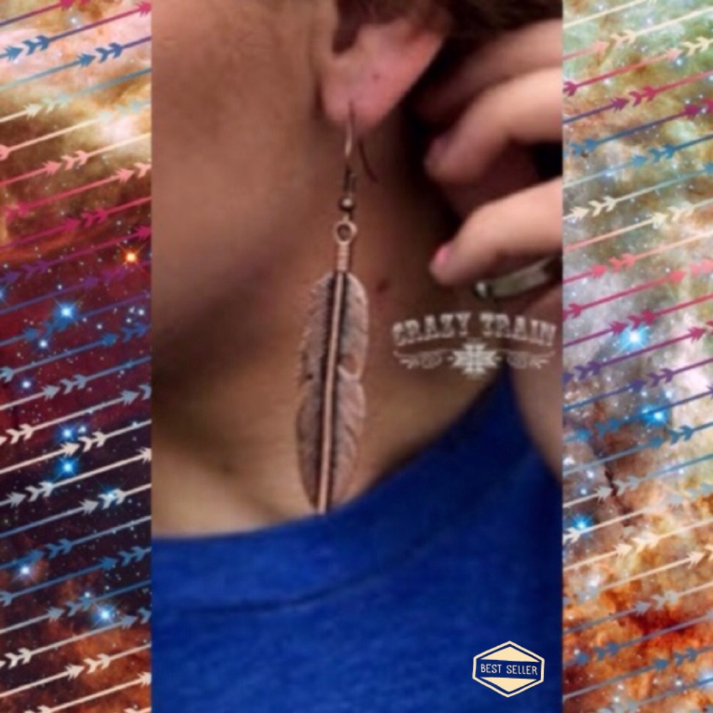 Last One! Solitary Bronze Feather Earrings